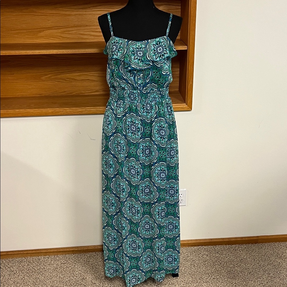 Faded Glory Green Patterned Maxi Dress